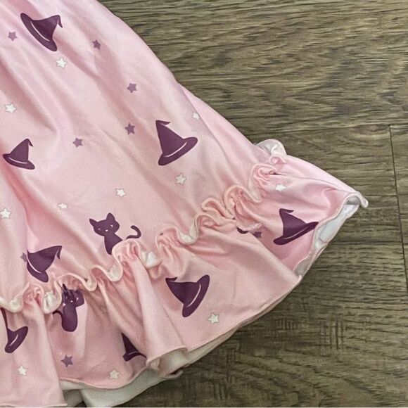 Charlie's Stars and Witches Hat and Cats Twirl Dress Pink Purple White Size 2T - Picture 6 of 10